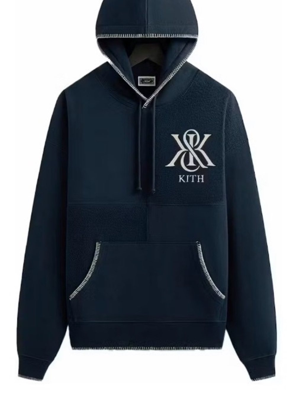 Kith Navy and White Logo Pullover Hoodie